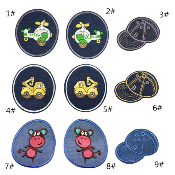cloth sticker clothing denim oval embroidery decal construction vehicle animal hat pants sticker knee adhesiveEmbroidered Iron on Patches for Clothes, Dress, Hat, Jeans, DIY Accessories Patches for Caps Backpacks Vest Harness -JY