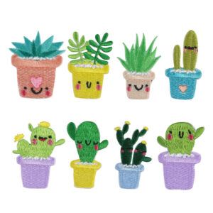 Cartoon plant embroidery cactus set cloth sticker hat sock clothing accessories DIY Patches sticker adhesive back