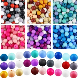 30Pcs 15mm Silicone Beads, Silicone Beads for Keychain Making Bulk Silicone Beads for Bracelet Making Necklace Making and Round Silicone Beads for Pens