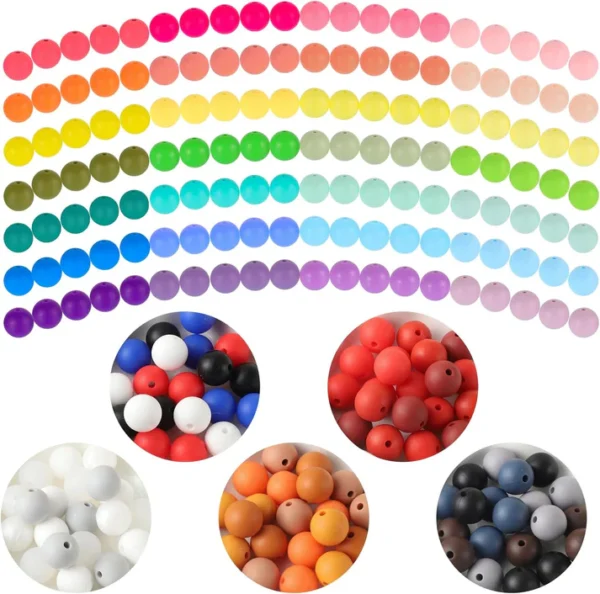 30Pcs 15mm Silicone Beads, Silicone Beads for Keychain Making Bulk Silicone Beads for Bracelet Making Necklace Making and Round Silicone Beads for Pens - Image 21