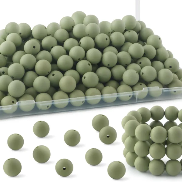 30Pcs 15mm Silicone Beads, Silicone Beads for Keychain Making Bulk Silicone Beads for Bracelet Making Necklace Making and Round Silicone Beads for Pens - Image 3