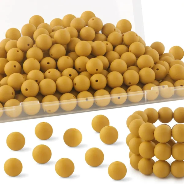 30Pcs 15mm Silicone Beads, Silicone Beads for Keychain Making Bulk Silicone Beads for Bracelet Making Necklace Making and Round Silicone Beads for Pens - Image 5