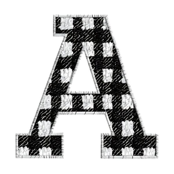 Heat transfers Iron on stickers  BW checker letter 1 for Tshirts Iron on Decal Patches Stickers Clothes Hat Pillows DIY Crafts