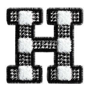 Heat transfers Iron on stickers  BW checker letter 15 for Tshirts Iron on Decal Patches Stickers Clothes Hat Pillows DIY Crafts