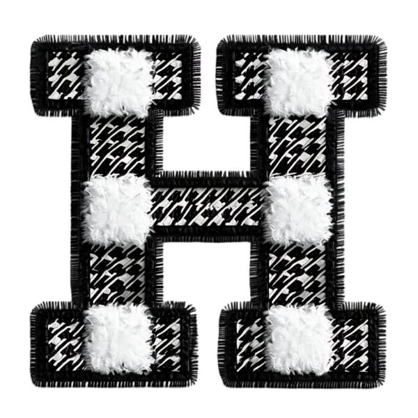 Heat transfers Iron on stickers  BW checker letter 15 for Tshirts Iron on Decal Patches Stickers Clothes Hat Pillows DIY Crafts