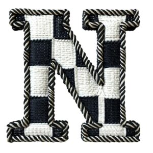 Heat transfers Iron on stickers  BW checker letter 27 for Tshirts Iron on Decal Patches Stickers Clothes Hat Pillows DIY Crafts