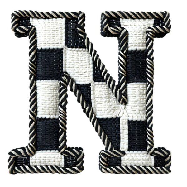 Heat transfers Iron on stickers  BW checker letter 27 for Tshirts Iron on Decal Patches Stickers Clothes Hat Pillows DIY Crafts