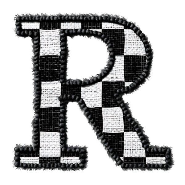 Heat transfers Iron on stickers  BW checker letter 35 for Tshirts Iron on Decal Patches Stickers Clothes Hat Pillows DIY Crafts