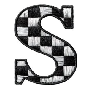 Heat transfers Iron on stickers  BW checker letter 37 for Tshirts Iron on Decal Patches Stickers Clothes Hat Pillows DIY Crafts