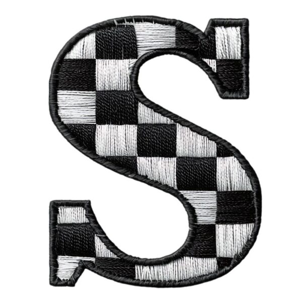 Heat transfers Iron on stickers  BW checker letter 37 for Tshirts Iron on Decal Patches Stickers Clothes Hat Pillows DIY Crafts