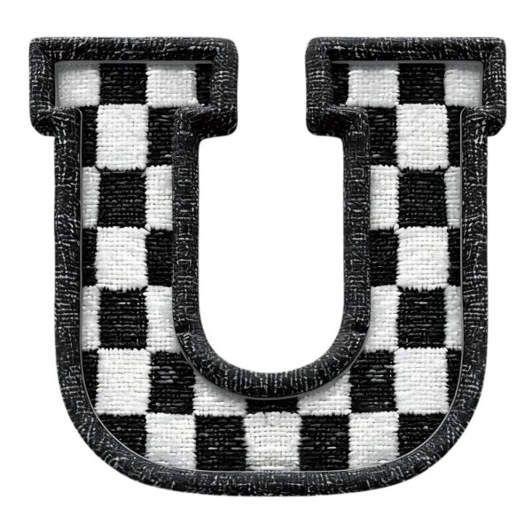 Heat transfers Iron on stickers  BW checker letter 41 for Tshirts Iron on Decal Patches Stickers Clothes Hat Pillows DIY Crafts