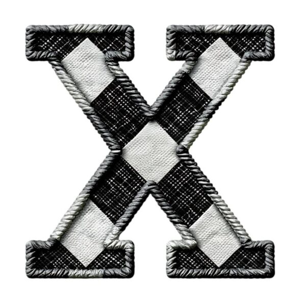 Heat transfers Iron on stickers  BW checker letter 47 for Tshirts Iron on Decal Patches Stickers Clothes Hat Pillows DIY Crafts