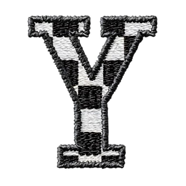 Heat transfers Iron on stickers  BW checker letter 49 for Tshirts Iron on Decal Patches Stickers Clothes Hat Pillows DIY Crafts