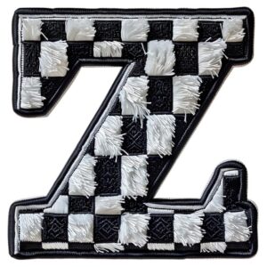Heat transfers Iron on stickers  BW checker letter 51 for Tshirts Iron on Decal Patches Stickers Clothes Hat Pillows DIY Crafts