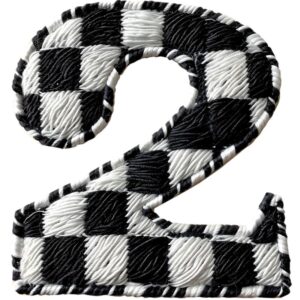 Heat transfers Iron on stickers  BW checker letter 57 for Tshirts Iron on Decal Patches Stickers Clothes Hat Pillows DIY Crafts