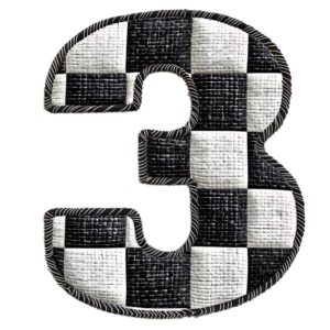 Heat transfers Iron on stickers  BW checker letter 59 for Tshirts Iron on Decal Patches Stickers Clothes Hat Pillows DIY Crafts