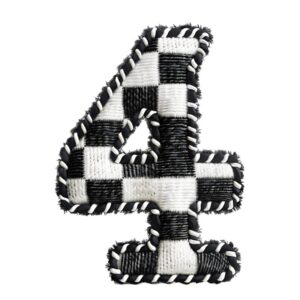 Heat transfers Iron on stickers  BW checker letter 61 for Tshirts Iron on Decal Patches Stickers Clothes Hat Pillows DIY Crafts