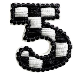 Heat transfers Iron on stickers  BW checker letter 63 for Tshirts Iron on Decal Patches Stickers Clothes Hat Pillows DIY Crafts