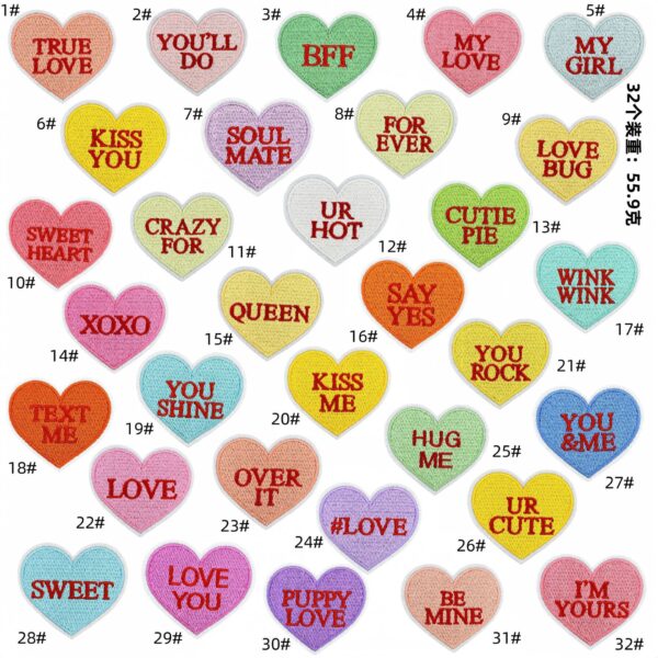 Love Valentine's Day Embroidery Cloth Sticker Spot Wholesale Computer Embroidery Clothing Accessories Badge Cloth Label patches StickerEmbroidered Iron on Patches for Clothes, Dress, Hat, Jeans, DIY Accessories Patches for Caps Backpacks Vest Harness -JY