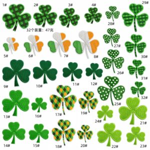 cartoon Irish green clover cloth sticker embroidery patches accessories spot computer embroidery iron on patchesEmbroidered Iron on Patches for Clothes, Dress, Hat, Jeans, DIY Accessories Patches for Caps Backpacks Vest Harness -JY