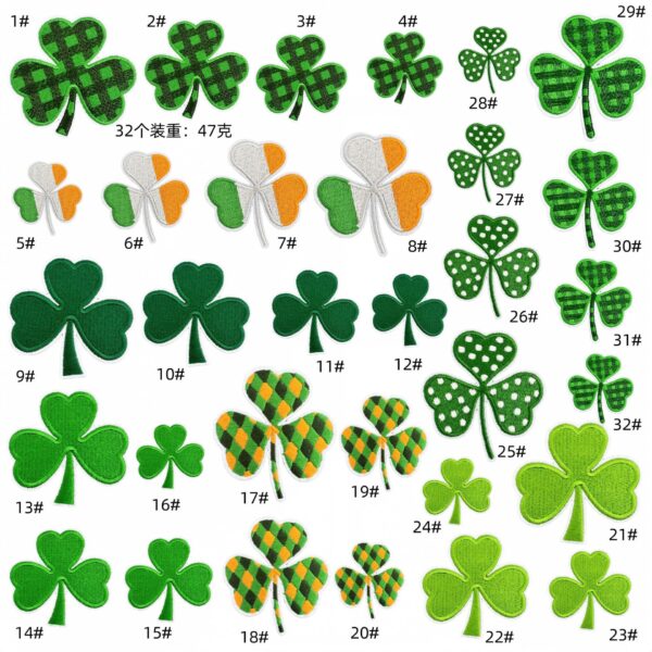 cartoon Irish green clover cloth sticker embroidery patches accessories spot computer embroidery iron on patchesEmbroidered Iron on Patches for Clothes, Dress, Hat, Jeans, DIY Accessories Patches for Caps Backpacks Vest Harness -JY