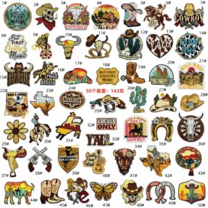 western denim cloth sticker horse cactus hot melt adhesive spot wholesale summer landscape machine embroidery chapter boyEmbroidered Iron on Patches for Clothes, Dress, Hat, Jeans, DIY Accessories Patches for Caps Backpacks Vest Harness -JY