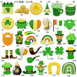 cartoon clover Irish cloth sticker, festive embroidery patches sticker, computer embroidery clothing accessories wholesaleEmbroidered Iron on Patches for Clothes, Dress, Hat, Jeans, DIY Accessories Patches for Caps Backpacks Vest Harness -JY