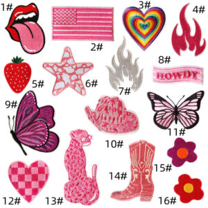 love pink cloth sticker hollow butterfly star chapter boy embroidery sticker hat decoration hot melt adhesive computer embroideryEmbroidered Iron on Patches for Clothes, Dress, Hat, Jeans, DIY Accessories Patches for Caps Backpacks Vest Harness -JY