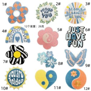 embroidery cartoon cloth sticker decoration computer embroidery iron on cloth sticker flower love clothes accessories spot wholesaleEmbroidered Iron on Patches for Clothes, Dress, Hat, Jeans, DIY Accessories Patches for Caps Backpacks Vest Harness -JY