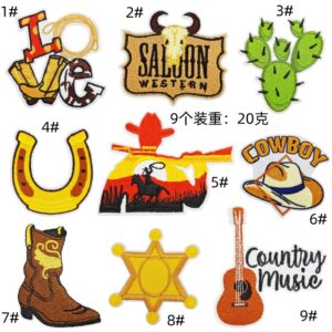 cartoon western denim embroidery cactus cloth sticker clothes bag decoration patches riding boots computer embroidery labelEmbroidered Iron on Patches for Clothes, Dress, Hat, Jeans, DIY Accessories Patches for Caps Backpacks Vest Harness -JY