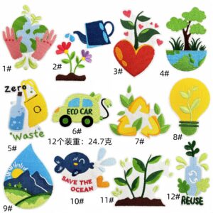 Green cartoon forest green plant cloth sticker embroidery travel out patches chapter boy embroidery accessories spot wholesaleEmbroidered Iron on Patches for Clothes, Dress, Hat, Jeans, DIY Accessories Patches for Caps Backpacks Vest Harness -JY