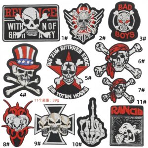 Computer embroidery pirate cartoon fun punk style skull cloth label patches sticker ghost head clothing accessories embroidery cloth stickerEmbroidered Iron on Patches for Clothes, Dress, Hat, Jeans, DIY Accessories Patches for Caps Backpacks Vest Harness -JY