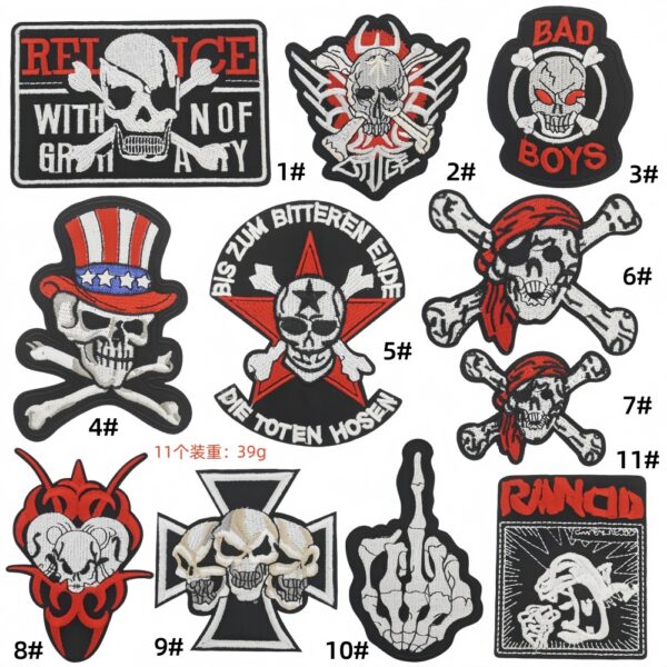 Computer embroidery pirate cartoon fun punk style skull cloth label patches sticker ghost head clothing accessories embroidery cloth stickerEmbroidered Iron on Patches for Clothes, Dress, Hat, Jeans, DIY Accessories Patches for Caps Backpacks Vest Harness -JY