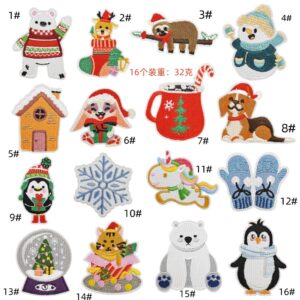 Christmas cloth sticker cartoon elk blue snowflake patches sticker crystal ball Christmas tree clothes decoration accessories embroideryEmbroidered Iron on Patches for Clothes, Dress, Hat, Jeans, DIY Accessories Patches for Caps Backpacks Vest Harness -JY
