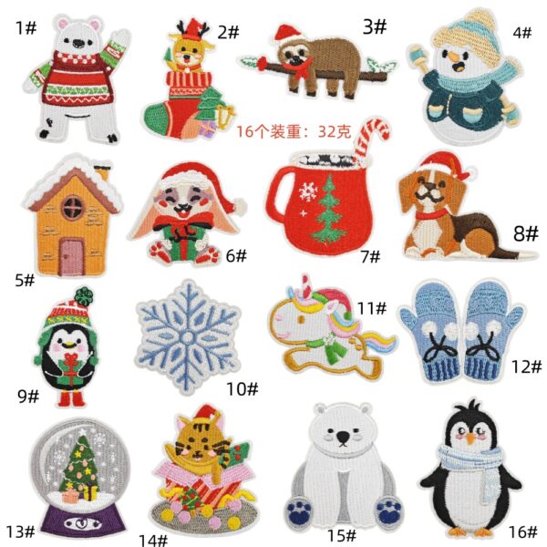 Christmas cloth sticker cartoon elk blue snowflake patches sticker crystal ball Christmas tree clothes decoration accessories embroideryEmbroidered Iron on Patches for Clothes, Dress, Hat, Jeans, DIY Accessories Patches for Caps Backpacks Vest Harness -JY