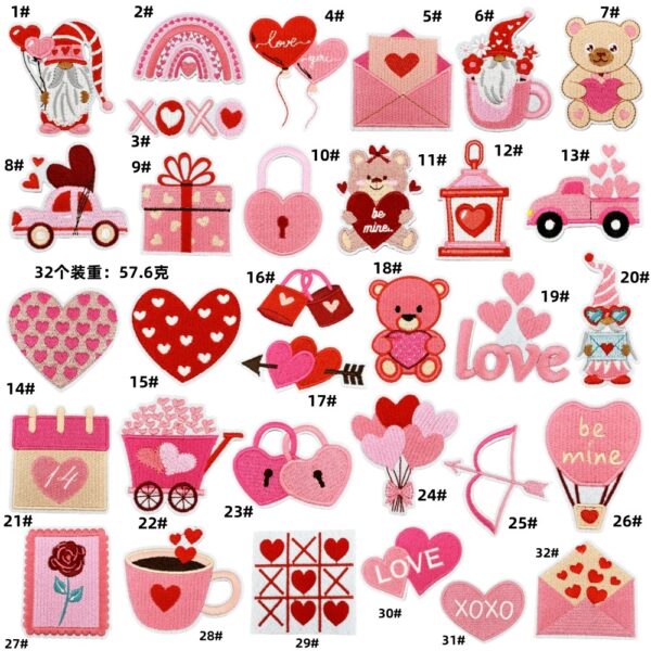 Pink love couple series wedding cloth sticker embroidery patches computer embroidery clothing accessories spot wholesaleEmbroidered Iron on Patches for Clothes, Dress, Hat, Jeans, DIY Accessories Patches for Caps Backpacks Vest Harness -JY