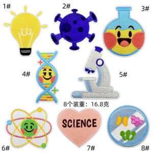 Cute cartoon scientific research series embroidery cloth sticker computer embroidery clothing accessories patches sticker spot wholesaleEmbroidered Iron on Patches for Clothes, Dress, Hat, Jeans, DIY Accessories Patches for Caps Backpacks Vest Harness -JY
