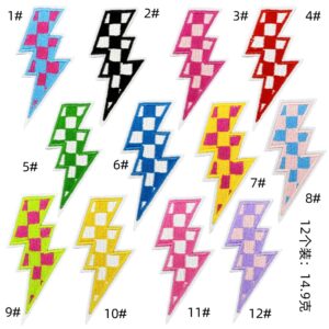 color lightning plaid pattern embroidery cloth sticker decorative patches clothing accessories computer embroidery spot wholesaleEmbroidered Iron on Patches for Clothes, Dress, Hat, Jeans, DIY Accessories Patches for Caps Backpacks Vest Harness -JY