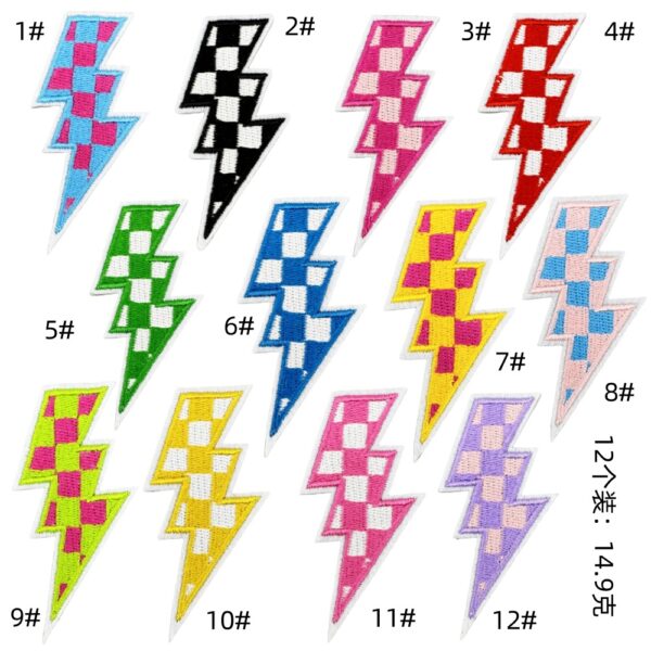 color lightning plaid pattern embroidery cloth sticker decorative patches clothing accessories computer embroidery spot wholesaleEmbroidered Iron on Patches for Clothes, Dress, Hat, Jeans, DIY Accessories Patches for Caps Backpacks Vest Harness -JY