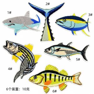 marine life, fish cloth stickers, spot wholesale, computer embroidery, clothing accessories, embroidery patcheses, hot melt adhesivesEmbroidered Iron on Patches for Clothes, Dress, Hat, Jeans, DIY Accessories Patches for Caps Backpacks Vest Harness -JY