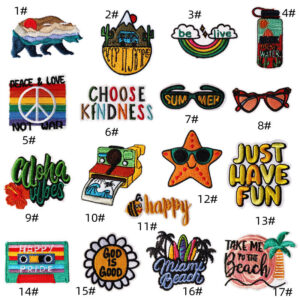 iron on Color Embroidery Cloth Sticker Spot Wholesale Computer Embroidery Clothing Accessories Badge Cloth Label patches Sticker Embroidered Iron on Patches for Clothes, Dress, Hat, Jeans, DIY Accessories Patches for Caps Backpacks Vest Harness -JY