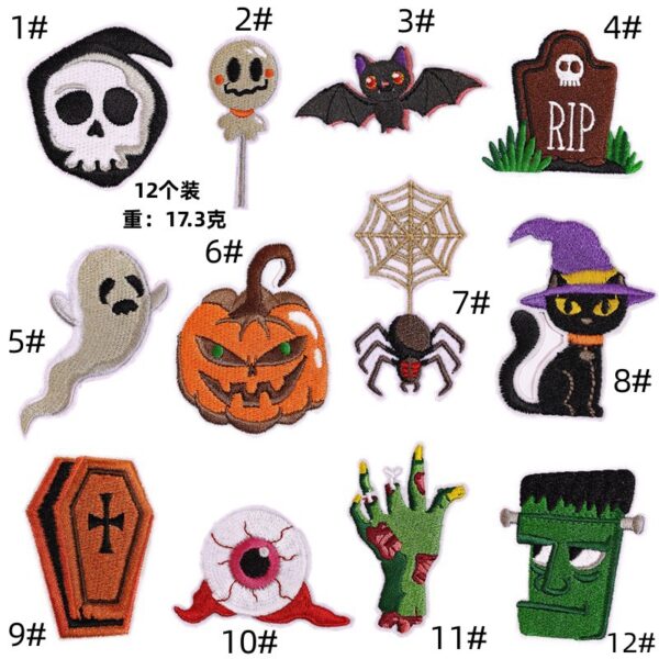 Embroidery cloth sticker computer embroidery chapter halloween dark ethereal cartoon kitten pumpkin bat decoration iron on patchesEmbroidered Iron on Patches for Clothes, Dress, Hat, Jeans, DIY Accessories Patches for Caps Backpacks Vest Harness -JY