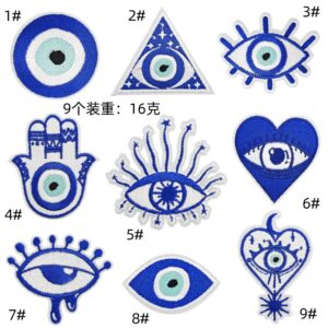 blue eye embroidery devil's eye cloth sticker spot wholesale computer embroidery clothes decoration patches accessoriesEmbroidered Iron on Patches for Clothes, Dress, Hat, Jeans, DIY Accessories Patches for Caps Backpacks Vest Harness -JY