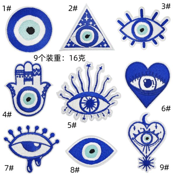 blue eye embroidery devil's eye cloth sticker spot wholesale computer embroidery clothes decoration patches accessoriesEmbroidered Iron on Patches for Clothes, Dress, Hat, Jeans, DIY Accessories Patches for Caps Backpacks Vest Harness -JY