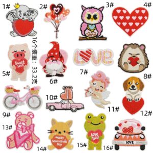 Pink Valentine's Day embroidery cloth sticker cartoon love balloon patches sticker cute animal puppy chapter boy clothes decorationEmbroidered Iron on Patches for Clothes, Dress, Hat, Jeans, DIY Accessories Patches for Caps Backpacks Vest Harness -JY