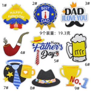 Cartoon Festival Embroidery Cloth Sticker Father's Day Party Badge Cloth Label Computer Embroidery Clothing Accessories patches StickerEmbroidered Iron on Patches for Clothes, Dress, Hat, Jeans, DIY Accessories Patches for Caps Backpacks Vest Harness -JY