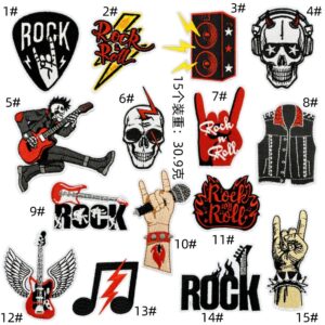 cartoon black music skull series embroidery cloth sticker spot wholesale clothing accessories computer embroidery iron onEmbroidered Iron on Patches for Clothes, Dress, Hat, Jeans, DIY Accessories Patches for Caps Backpacks Vest Harness -JY