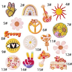 Yellow cartoon flower cloth sticker fashionable computer embroidery sticker cute rainbow car iron on patches decalEmbroidered Iron on Patches for Clothes, Dress, Hat, Jeans, DIY Accessories Patches for Caps Backpacks Vest Harness -JY