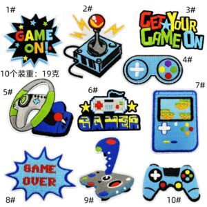 Personalized cartoon blue handle game embroidery cloth sticker game machine accessories patches patches embroidery clothing accessoriesEmbroidered Iron on Patches for Clothes, Dress, Hat, Jeans, DIY Accessories Patches for Caps Backpacks Vest Harness -JY