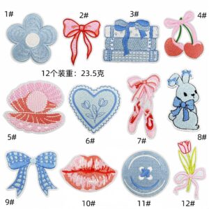 blue cartoon embroidery cloth spot discount wholesale computer embroidery clothing accessories embroidery patches Embroidered Iron on Patches for Clothes, Dress, Hat, Jeans, DIY Accessories Patches for Caps Backpacks Vest Harness -JY